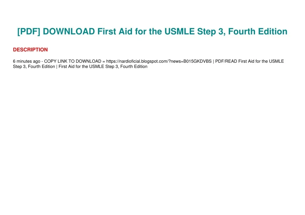 PPT - [PDF] DOWNLOAD First Aid for the USMLE Step 3, Fourth Edition ...