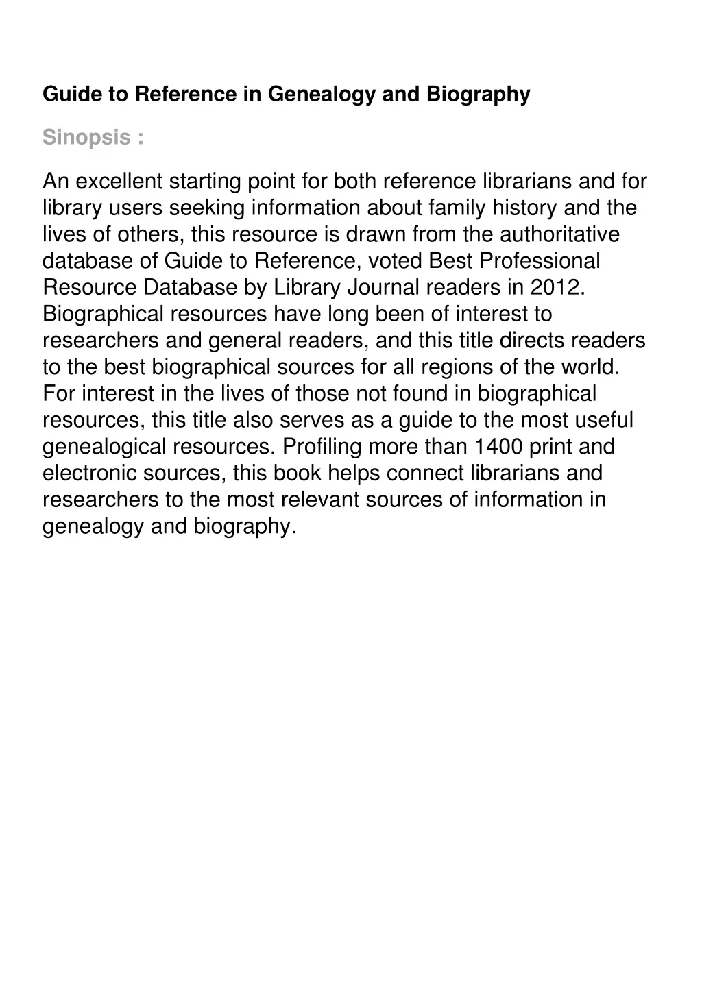 Biographical Reference PPT - download pdf Guide to Reference in Genealogy and Biography ...