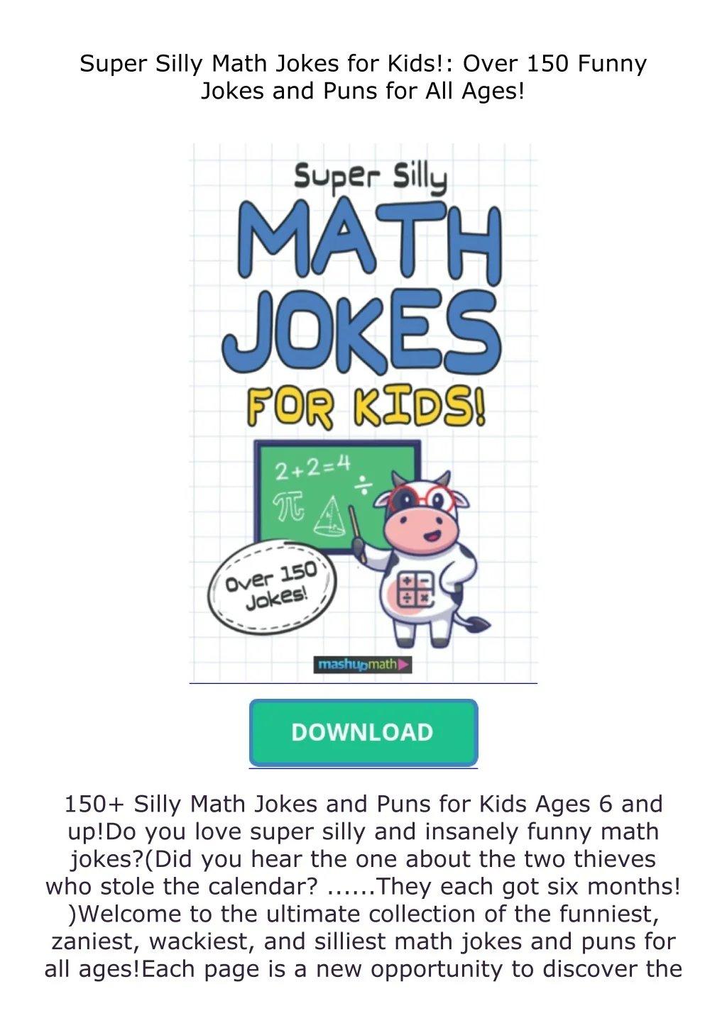 PPT - ️download⚡️ (pdf) Super Silly Math Jokes for Kids!: Over 150 ...