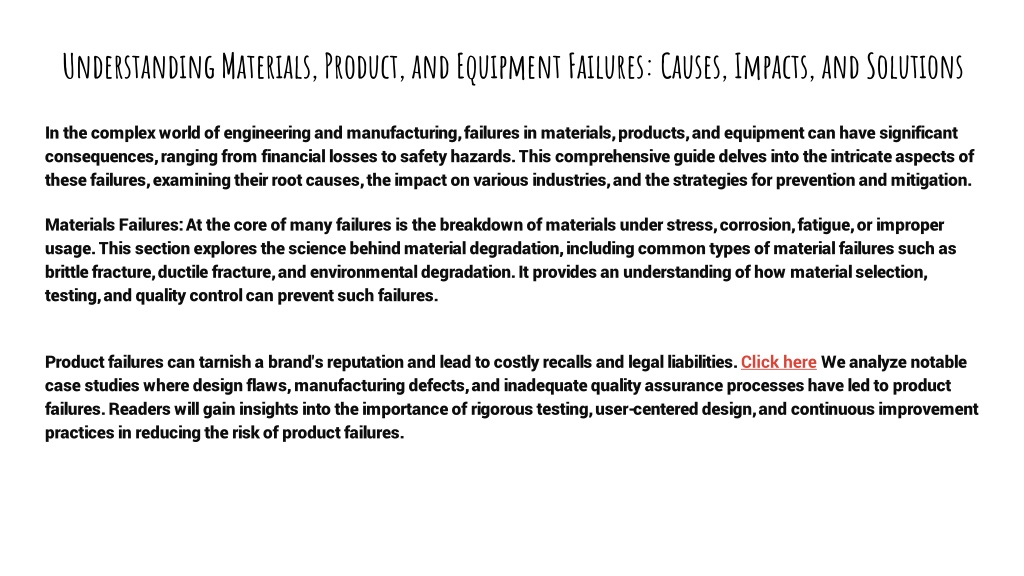 PPT - Understanding Materials, Product, and Equipment Failures_ Causes ...