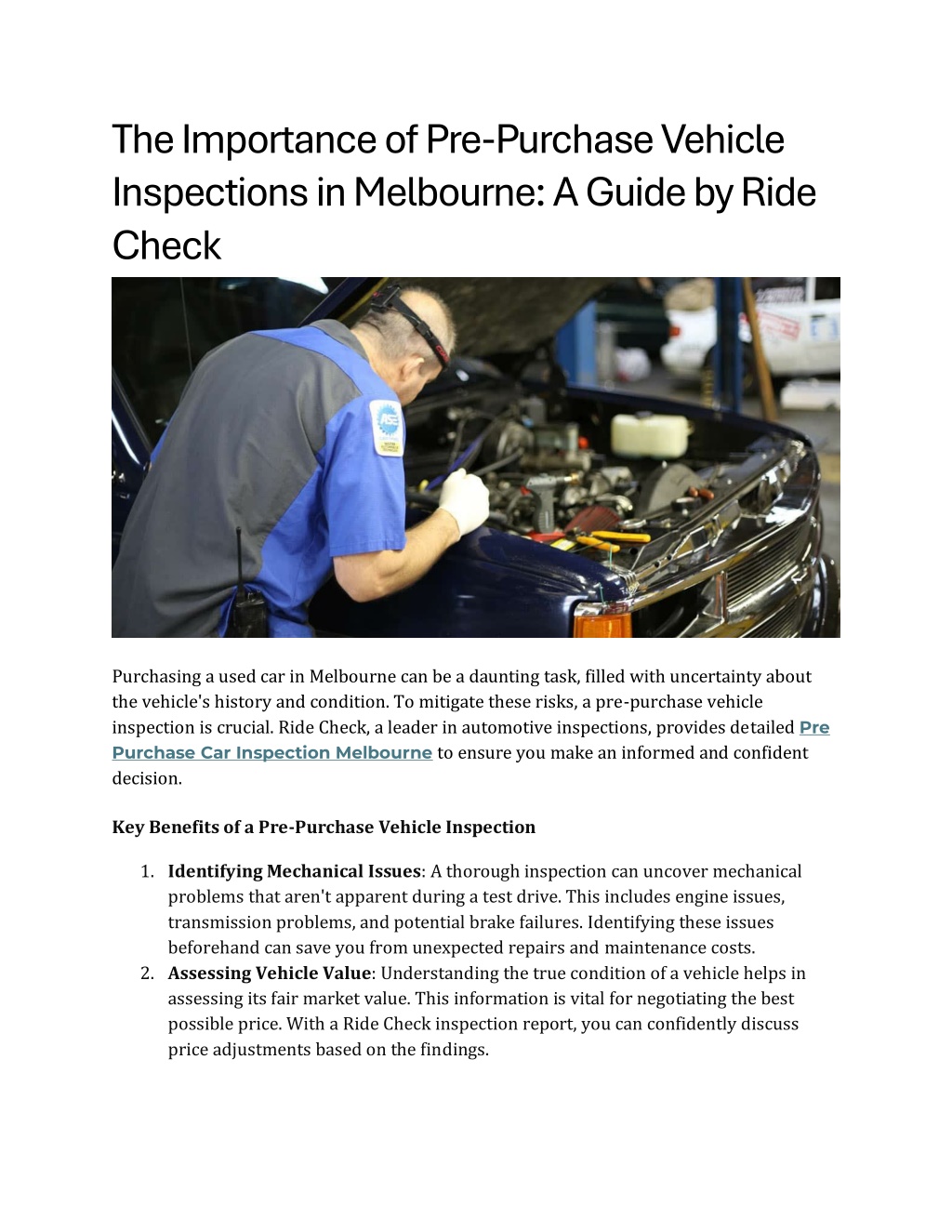 PPT - The Importance of Pre-Purchase Vehicle Inspections in Melbourne A ...