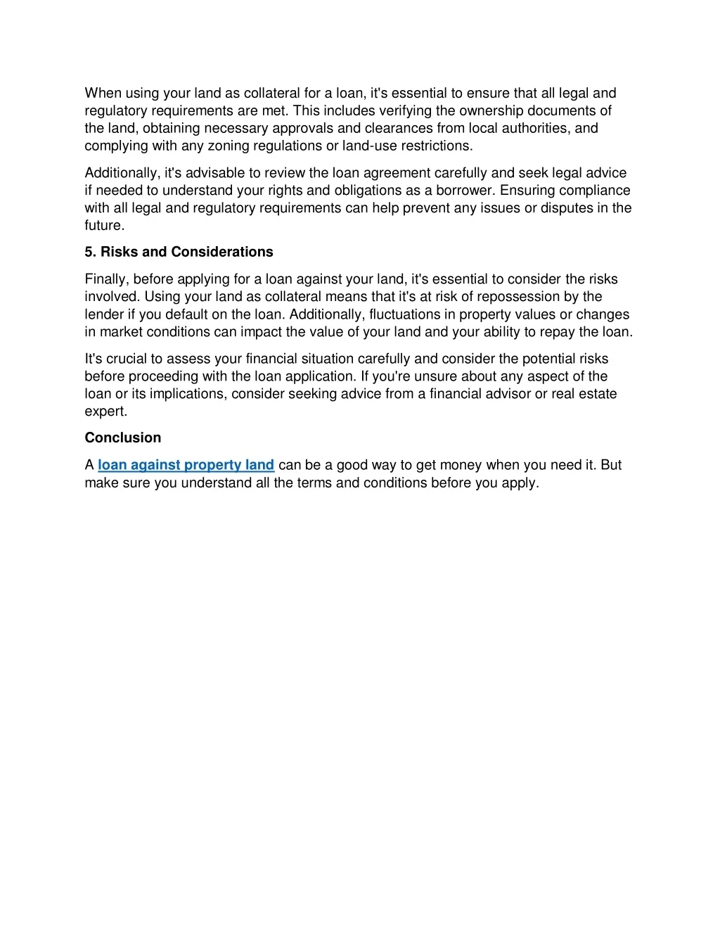 PPT - 5 Things to Understand Before Applying for a Loan Using Your Land ...