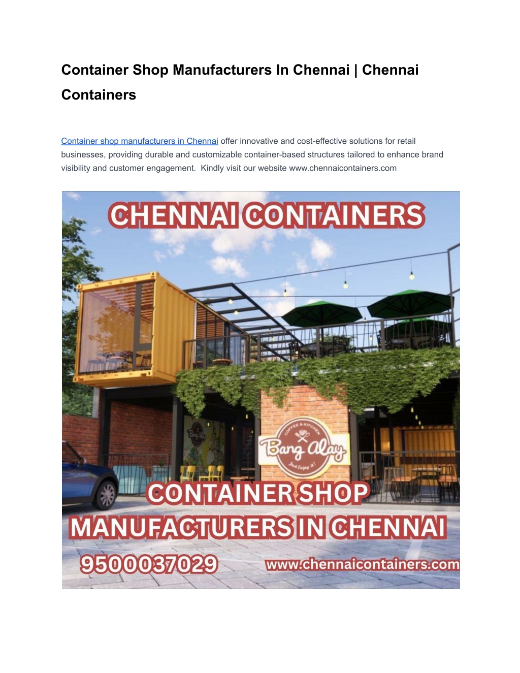 PPT - Container Manufacturers in Chennai _ Chennai Containers ...