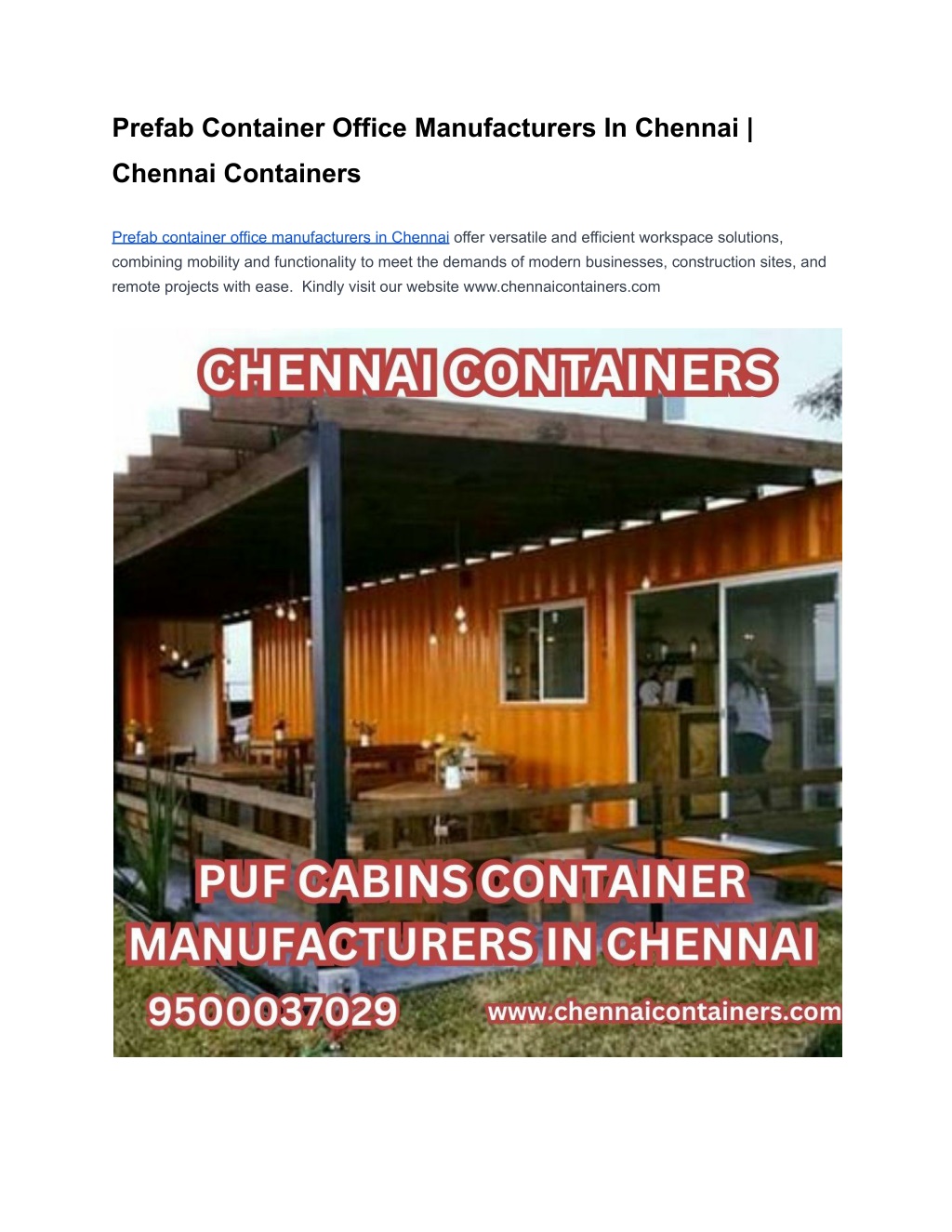 PPT - Container Manufacturers in Chennai _ Chennai Containers ...