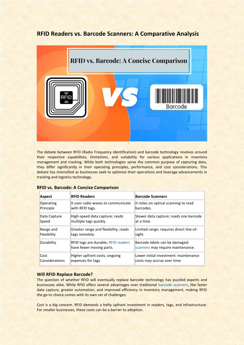 PPT - RFID Readers vs. Barcode Scanners: A Comparative Analysis ...