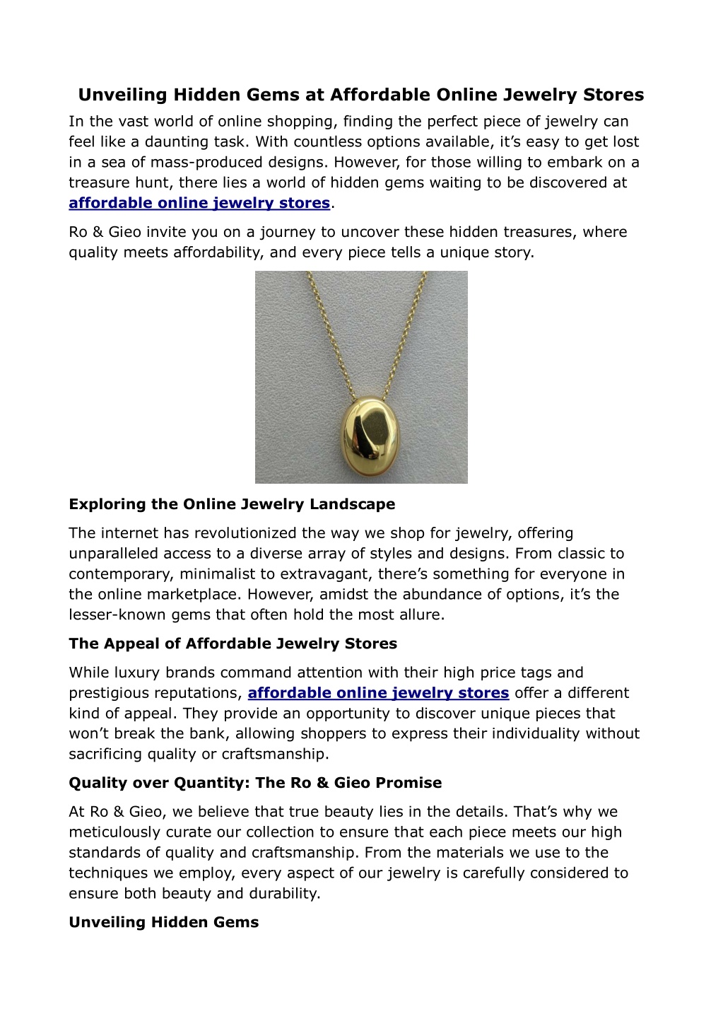 PPT - Unveiling Hidden Gems at Affordable Online Jewelry Stores 