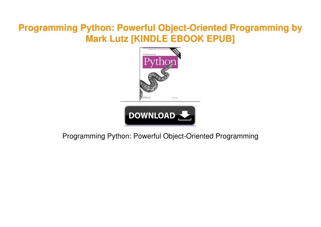 PPT - Programming Python: Powerful Object-Oriented Programming by Mark ...