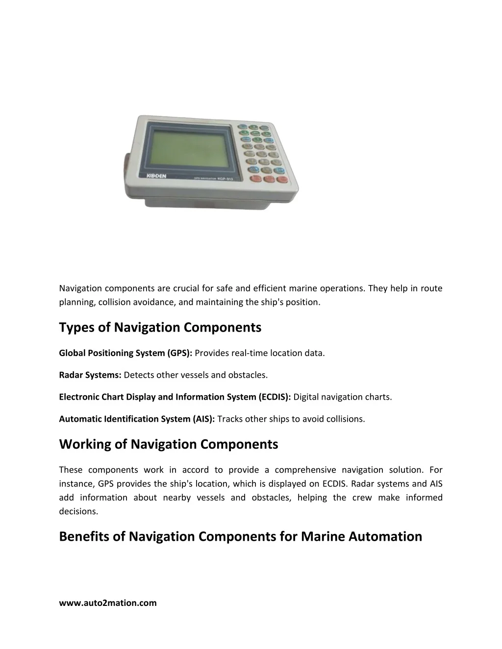 PPT - The Importance of Navigation Components in Marine Automation ...
