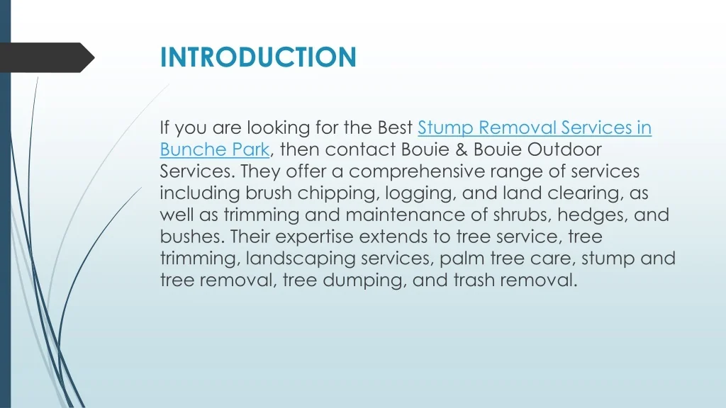 PPT - Best Stump Removal Services in Bunche Park PowerPoint ...