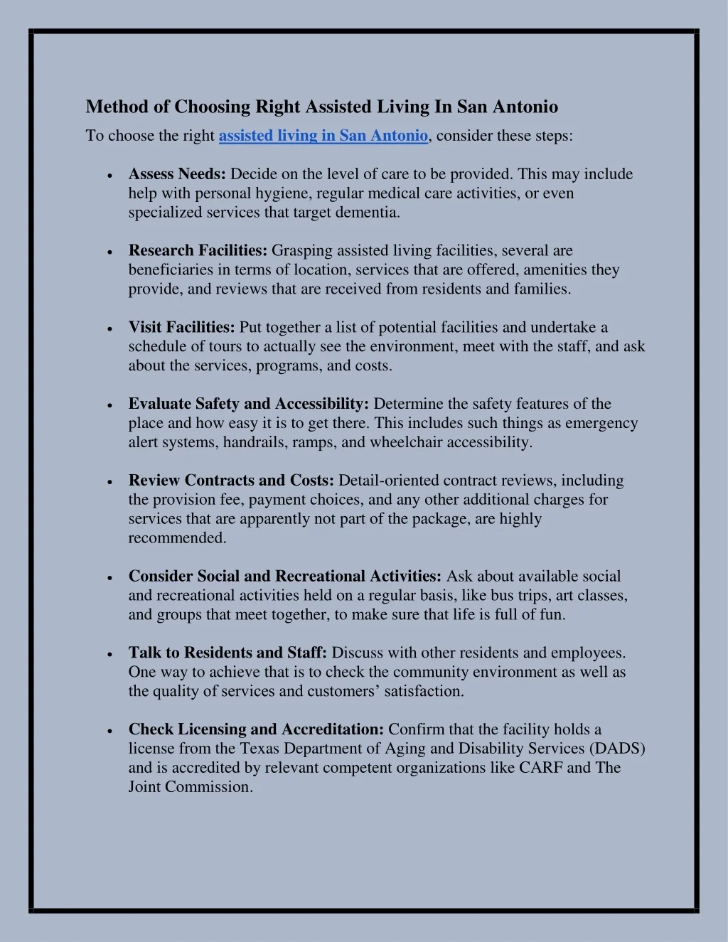 PPT - How To Choose the Right Facility of Assisted Living In San ...