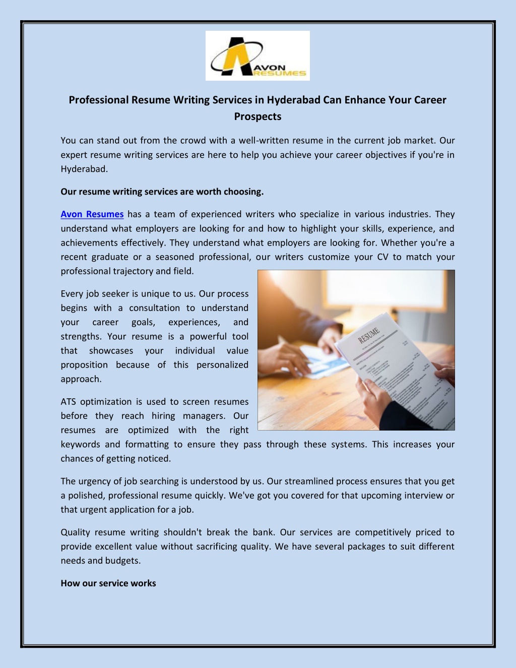 professional resume writing services in hyderabad