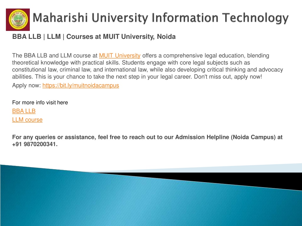 PPT - BBA LLB LLM Courses At MUIT University, Noida PowerPoint ...