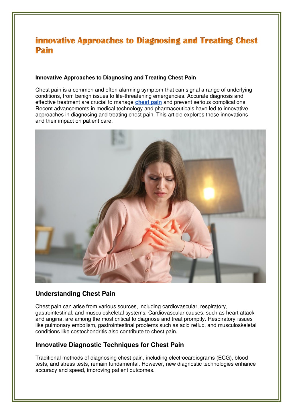 PPT - innovative Approaches to Diagnosing and Treating Chest Pain ...