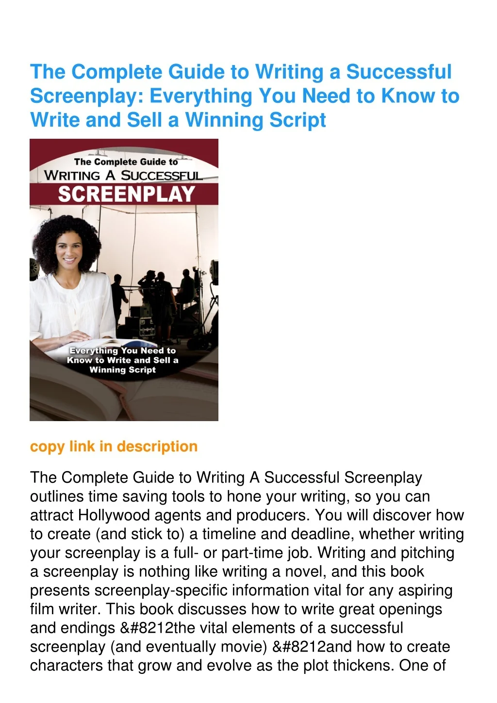 PPT - read pdf The Complete Guide to Writing a Successful Screenplay ...