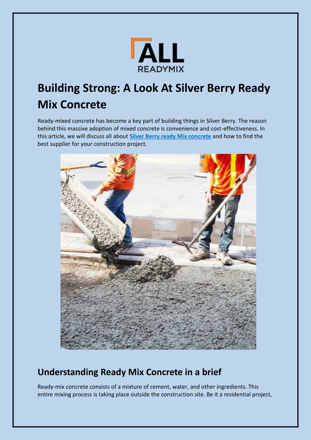 PPT - Building Strong: A Look At Silver Berry Ready Mix Concrete ...