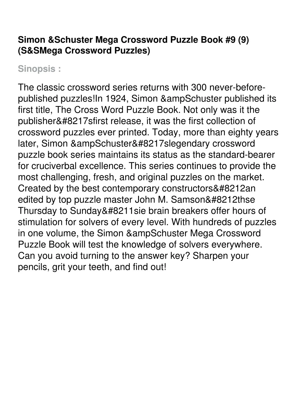 PPT ⚡read Simon Schuster Mega Crossword Puzzle Book #12 (12) (S S