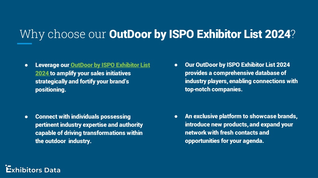 PPT OutDoor by ISPO Exhibitor List 2024 PowerPoint Presentation, free