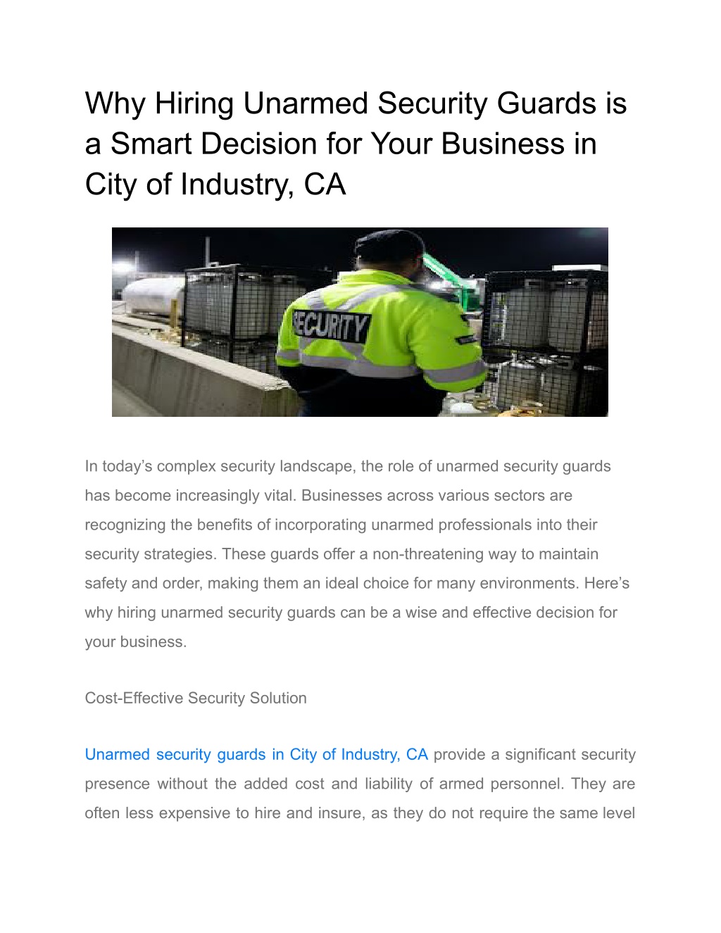 PPT - Why Hiring Unarmed Security Guards is a Smart Decision for Your ...