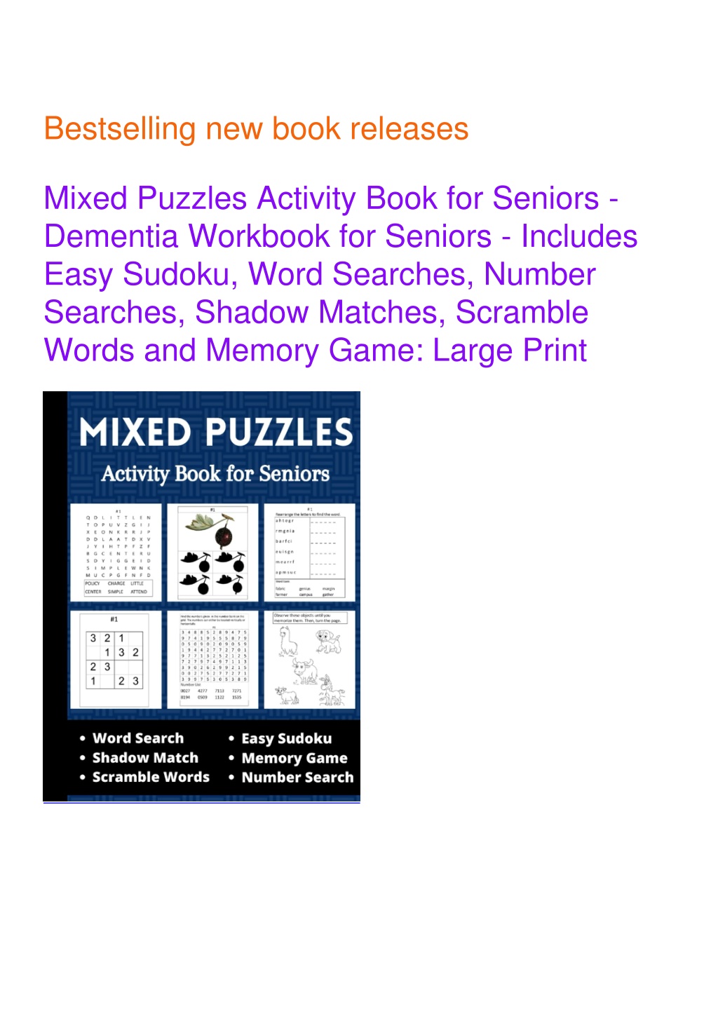 Ppt - Read Mixed Puzzles Activity Book For Seniors - Dementia Workbook 