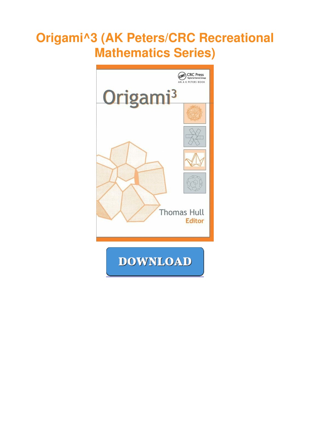 PPT - ⚡read Origami^3 (AK Peters/CRC Recreational Mathematics Series ...