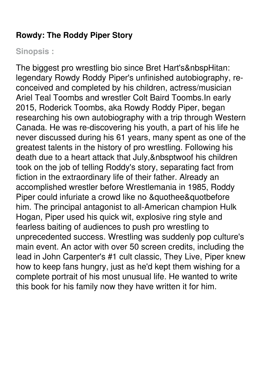 PPT - read pdf Rowdy: The Roddy Piper Story PowerPoint Presentation ...