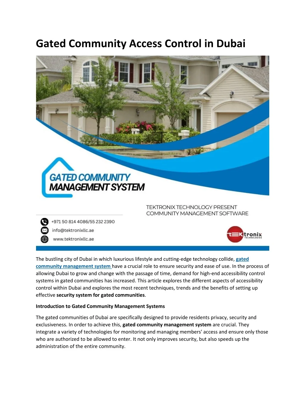 PPT - Gated Community Access Control in Dubai[1] PowerPoint ...
