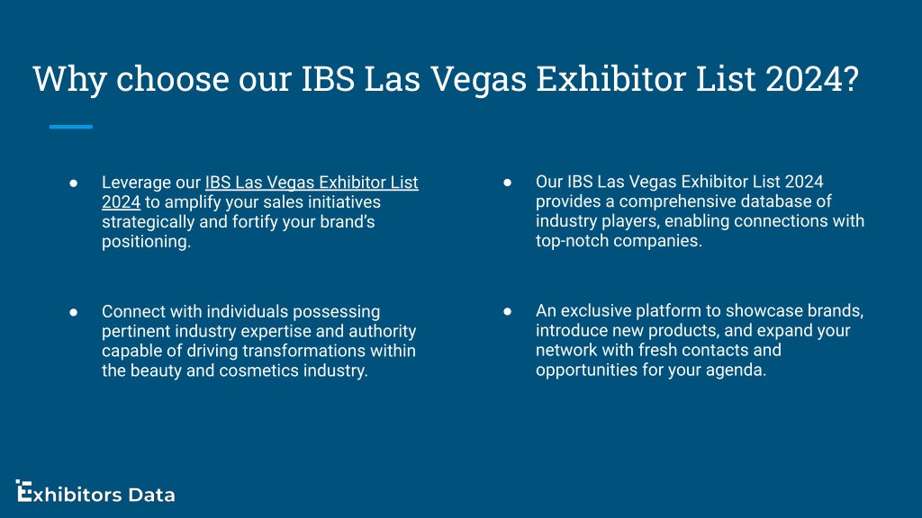 PPT IBS Las Vegas Exhibitor List 2024 PowerPoint Presentation, free