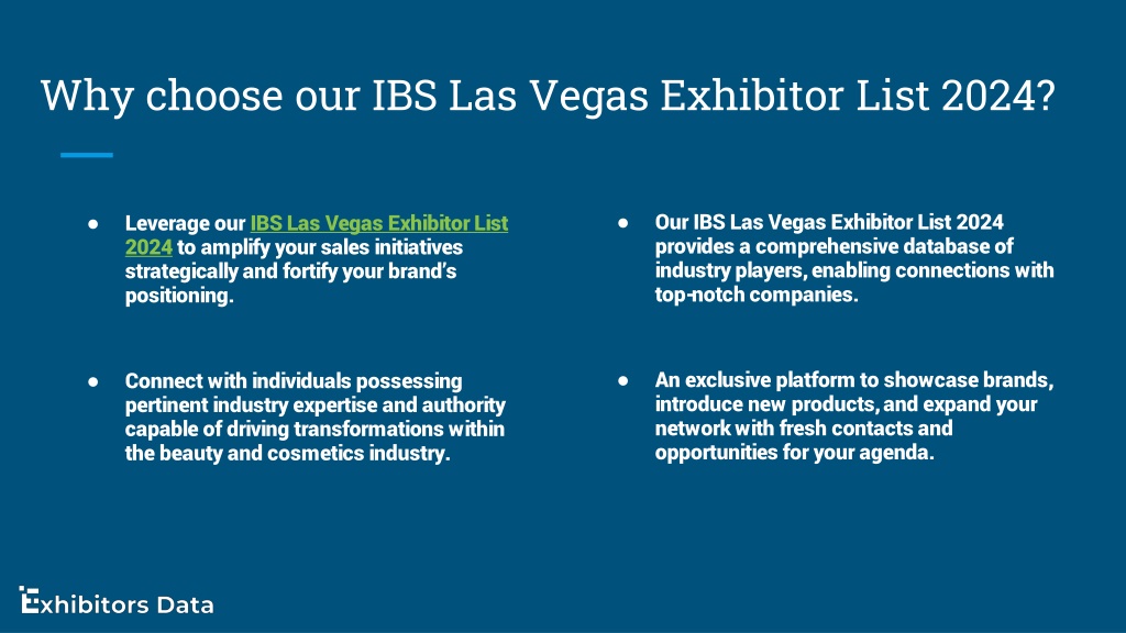 PPT IBS Las Vegas Exhibitor List 2024 PowerPoint Presentation, free