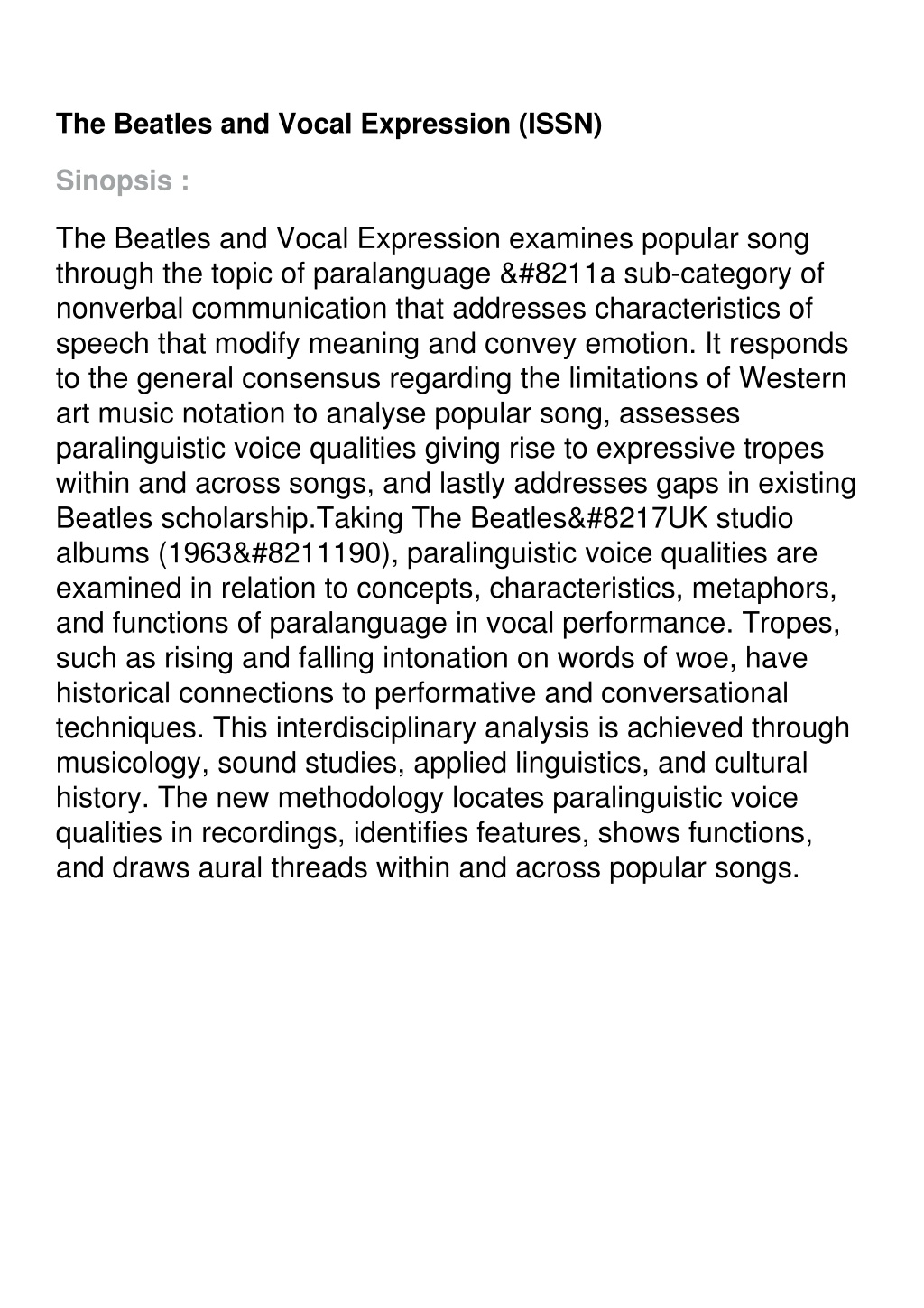 Ppt - ⚡read The Beatles And Vocal Expression (issn) Powerpoint 