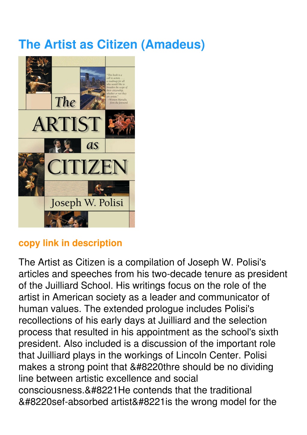 PPT - read pdf The Artist as Citizen (Amadeus) PowerPoint Presentation ...