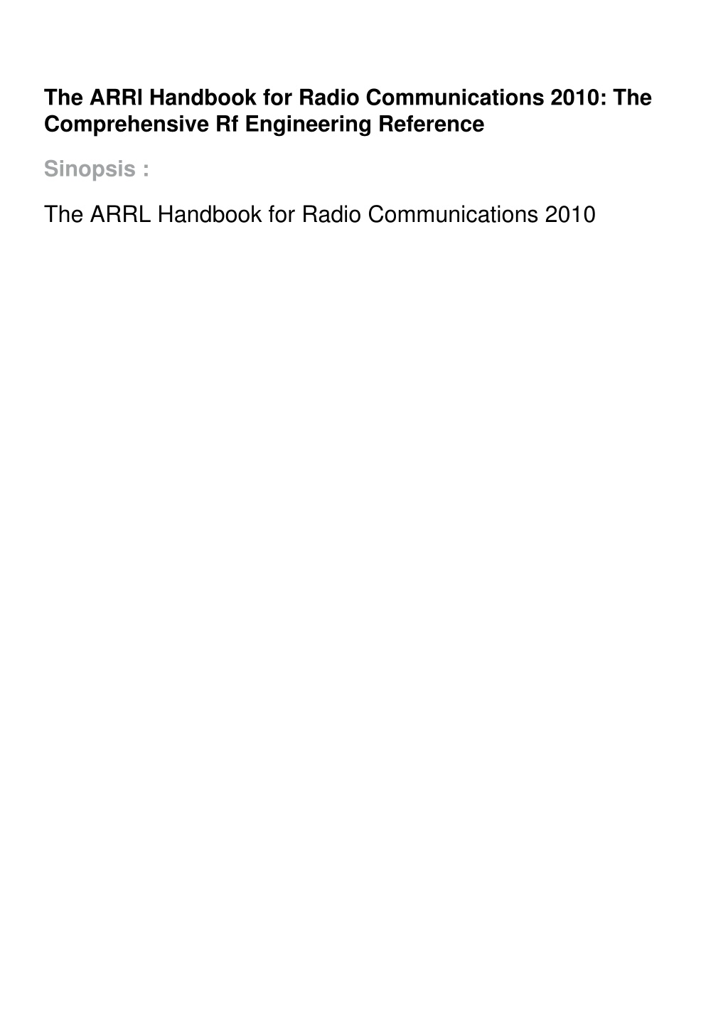 PPT - read The ARRl Handbook for Radio Communications 2010: The ...