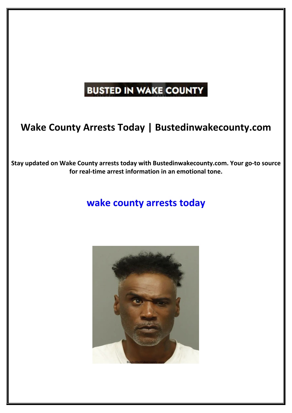 PPT Wake County Arrests Today PowerPoint