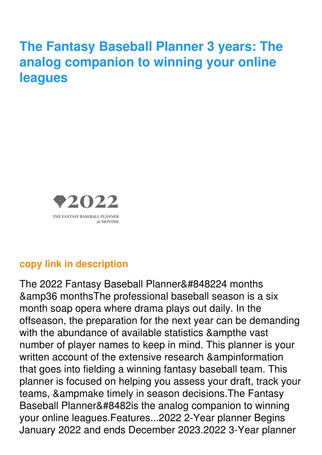 PPT - read pdf The Fantasy Baseball Planner 3 years: The analog ...