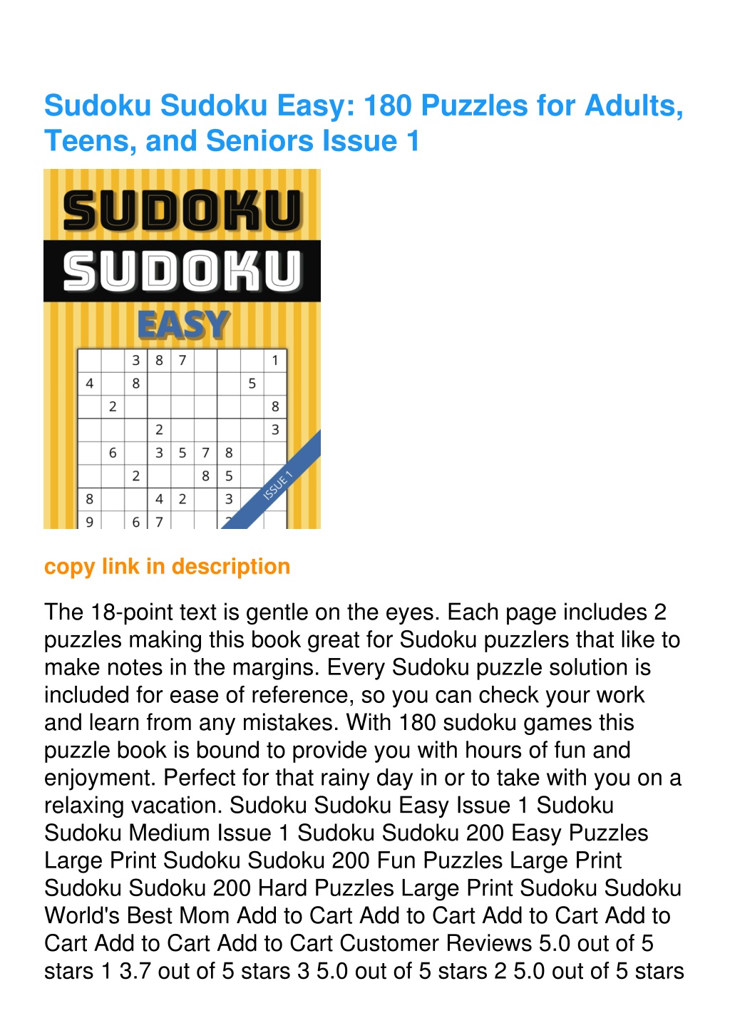 PPT - read Sudoku Sudoku Medium: 180 Puzzles For Adults, Teens, and ...