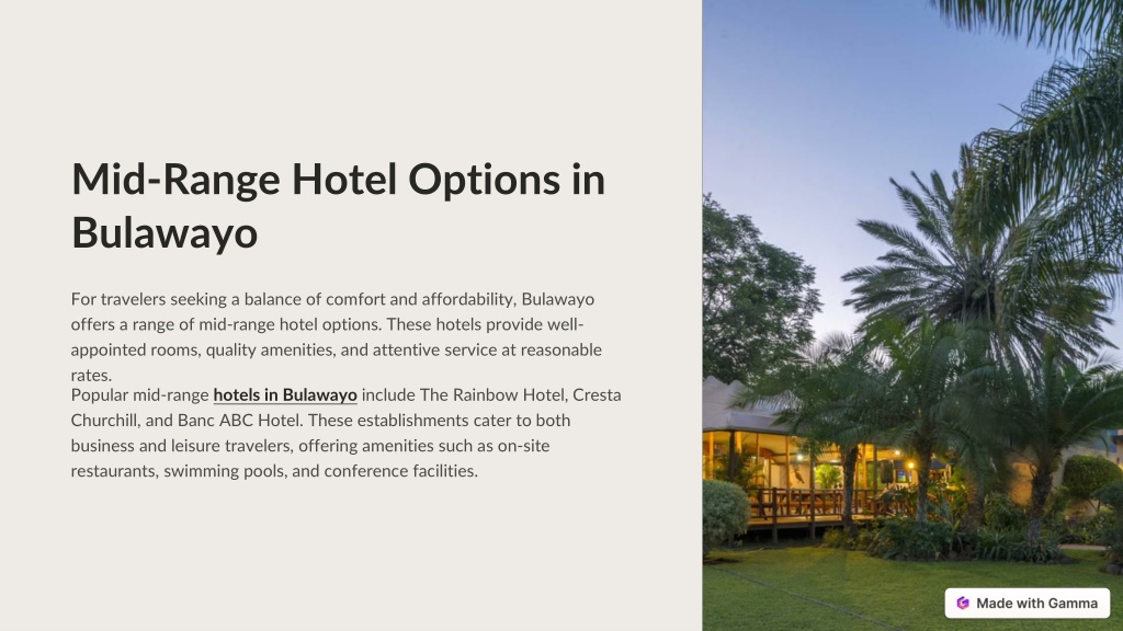 Ppt - Introduction-to-hotels-in-bulawayo-zimbabwe Powerpoint 