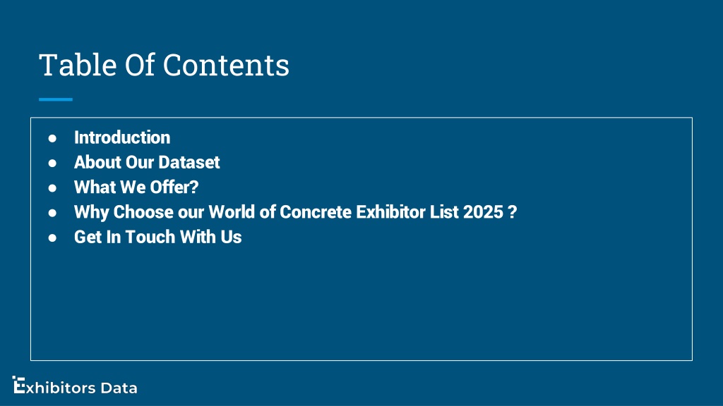 PPT World of Concrete Exhibitor List 2025 PowerPoint Presentation, free download ID13343578