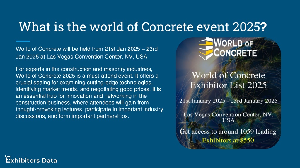 PPT World of Concrete Exhibitor List 2025 PowerPoint Presentation