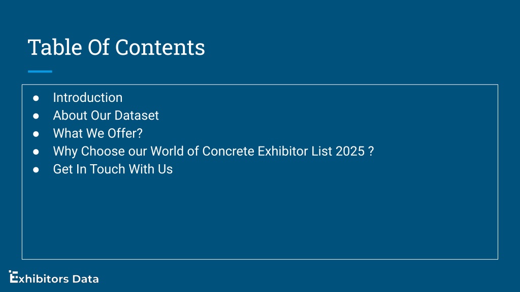 PPT World of Concrete Exhibitor List 2025 PowerPoint Presentation