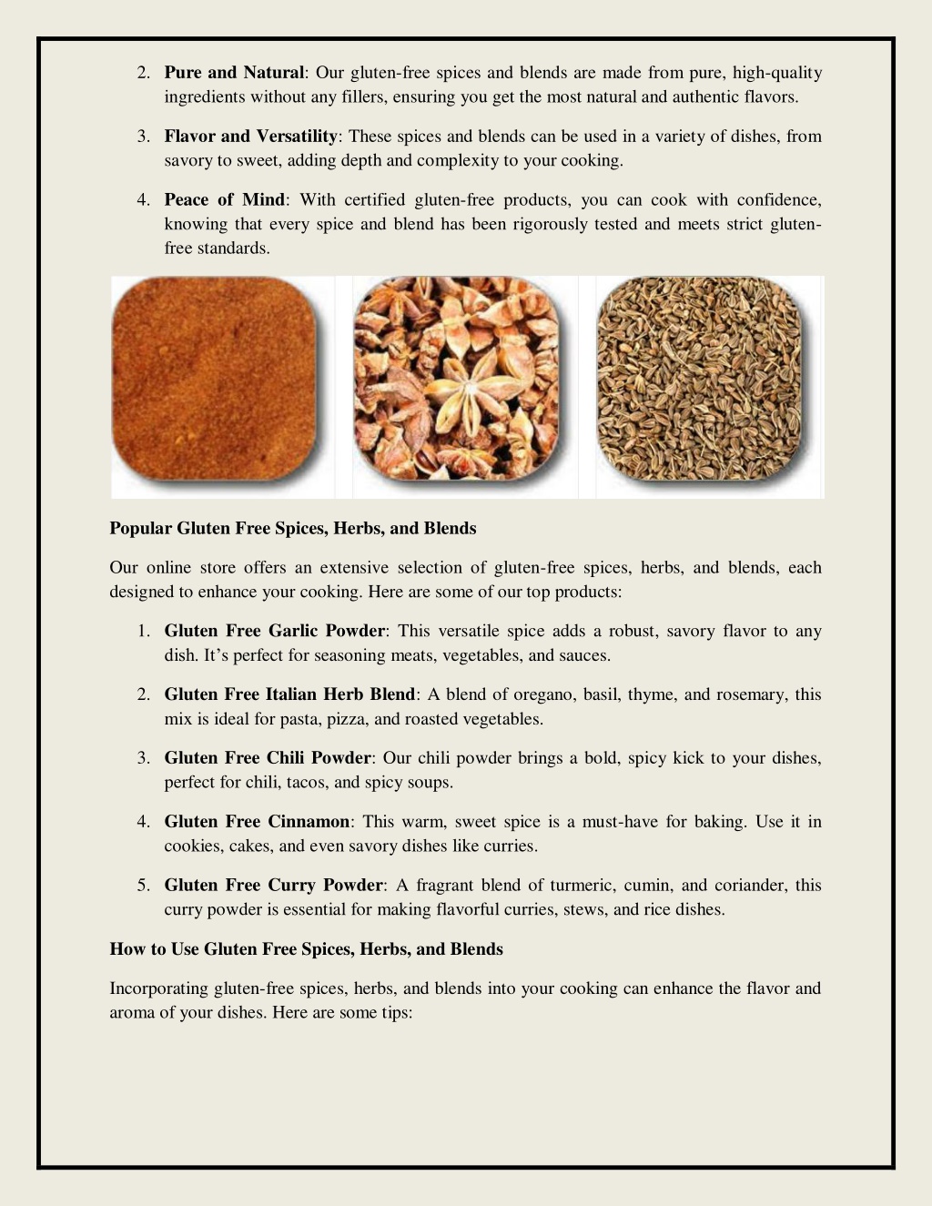 PPT - Spice up Your Cooking with Gluten Free Spices, Herbs, and Blends ...