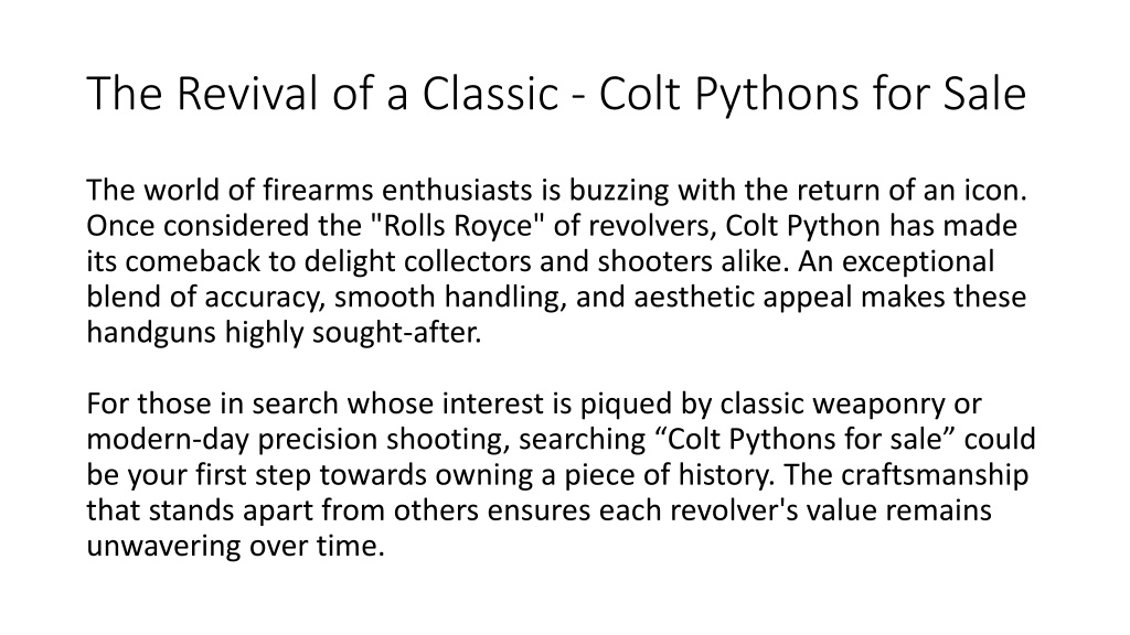 PPT - Explore Premium Selection of Colt Python Revolvers for Purchase ...