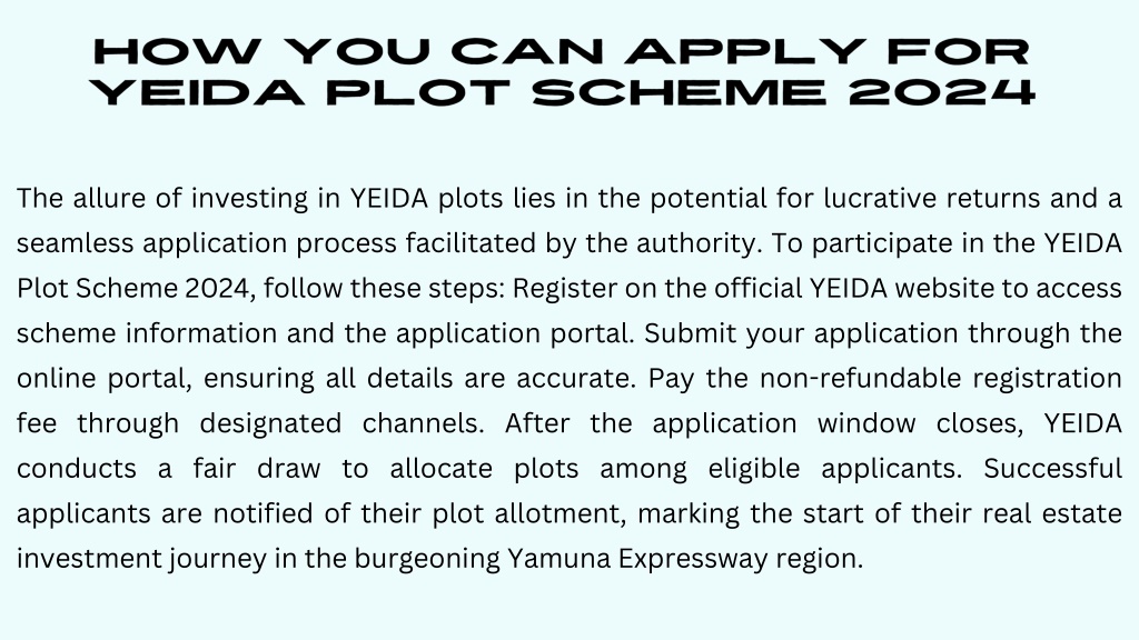 PPT YEIDA's Plot Scheme 2024 PowerPoint Presentation, free download