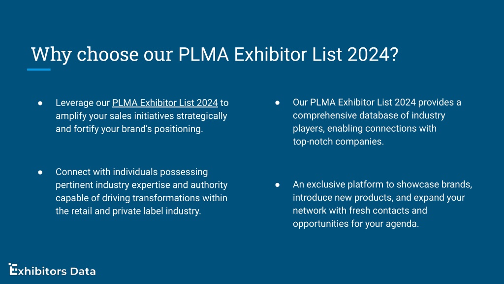 PPT PLMA Exhibitor List 2024 PowerPoint Presentation, free download