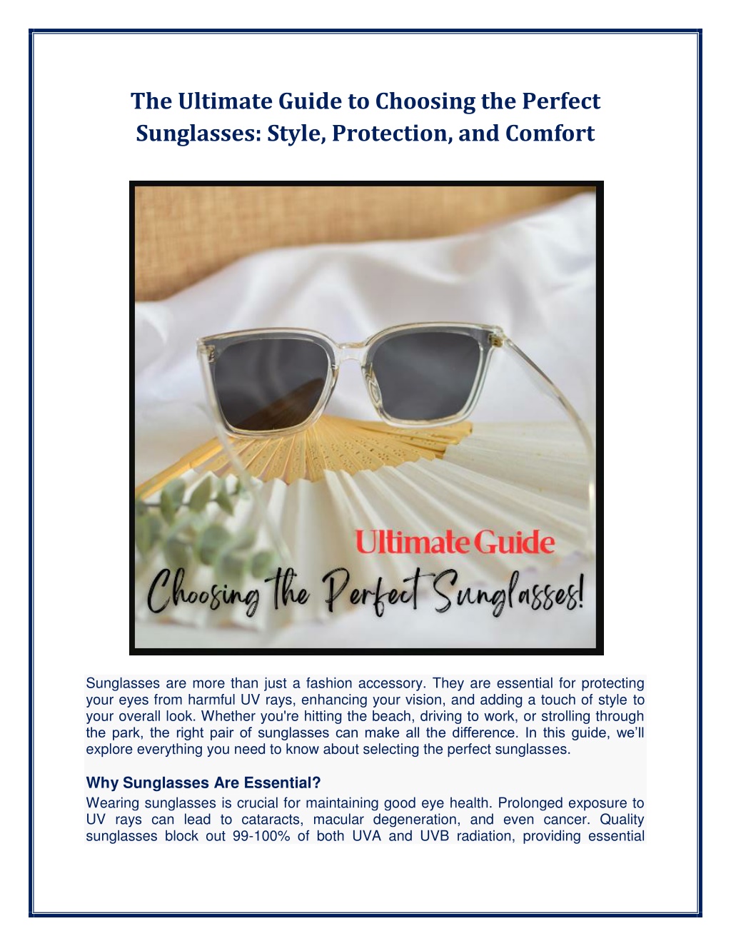 PPT - The Ultimate Guide To Choosing The Perfect Sunglasses Style ...