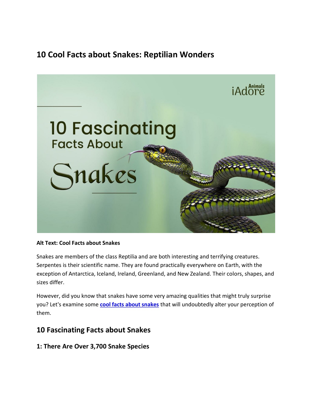 PPT - 10 Cool Facts about Snakes PowerPoint Presentation, free download ...