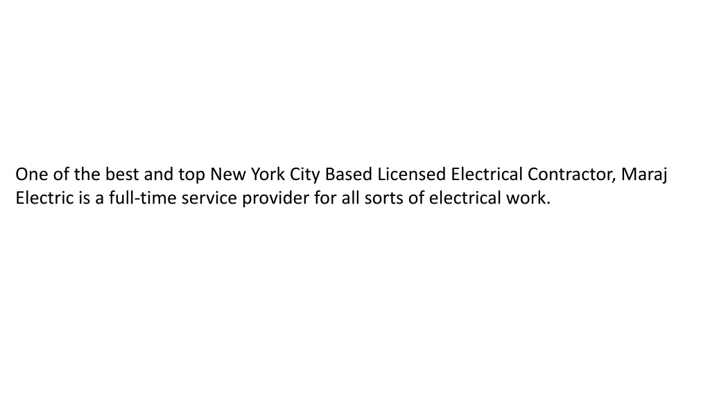 PPT - Maraj Electric, Inc. - Delivering Excellence in Electrical Care ...