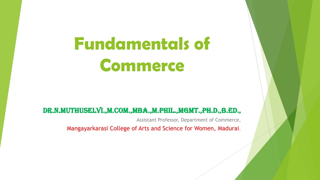 Ppt - Fundamentals Of Commerce - Unit 1 Bcom First Year Syllabus 