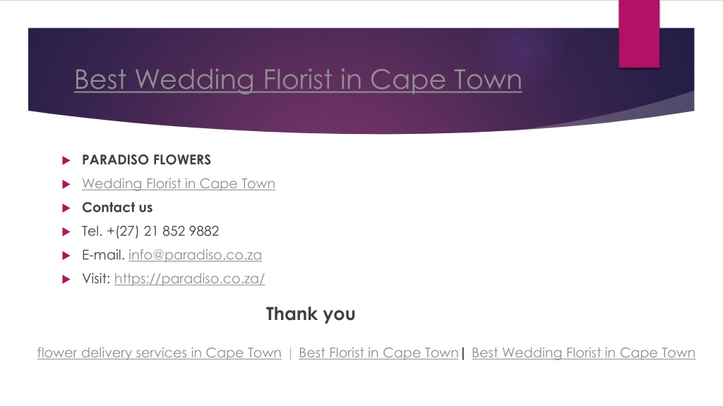 PPT - Exclusive Flower Delivery Services in Cape Town– Paradiso Flowers ...