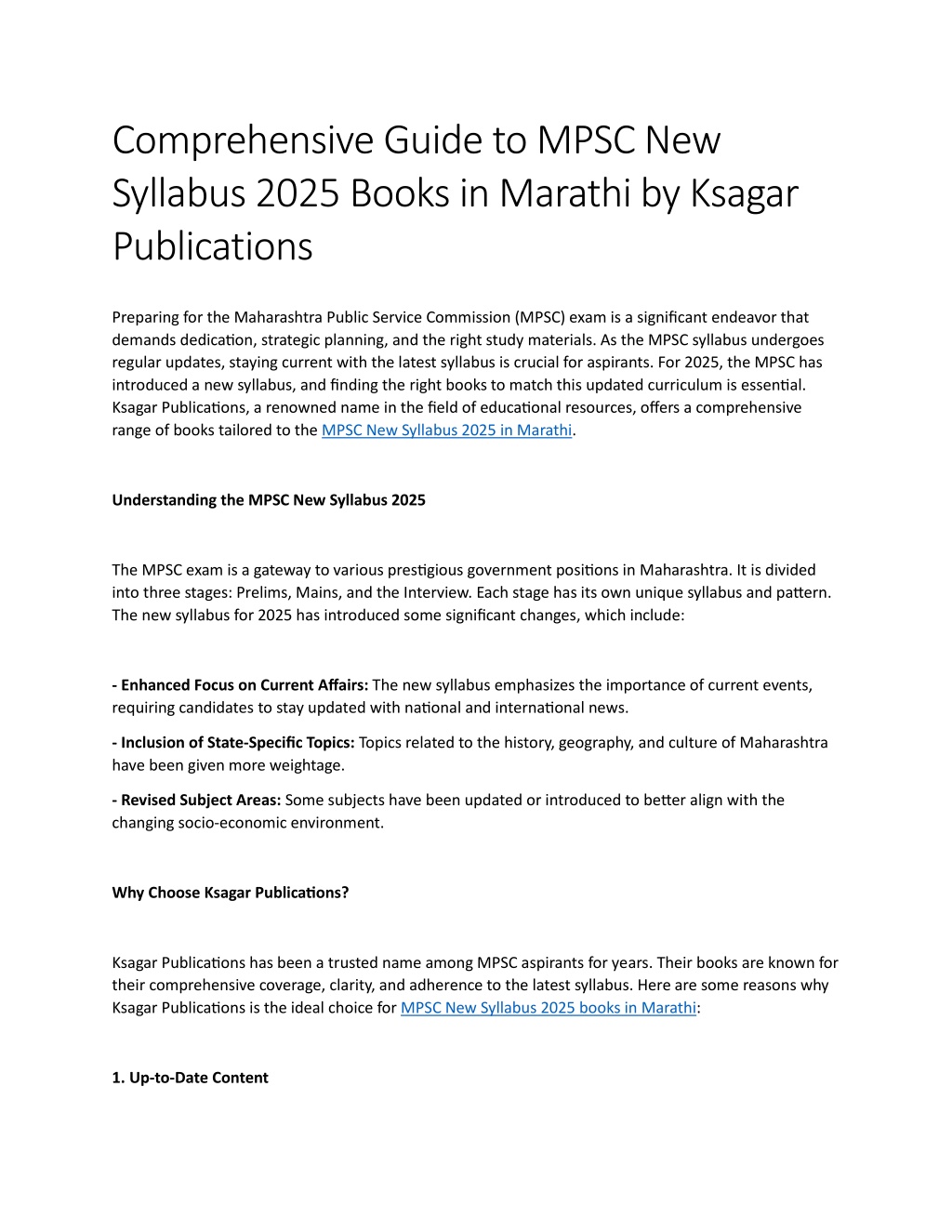 PPT Comprehensive Guide to MPSC New Syllabus 2025 Books in Marathi by