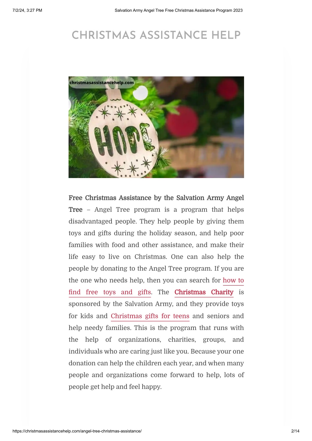 PPT Salvation Army Angel Tree Free Christmas Assistance Program 2024