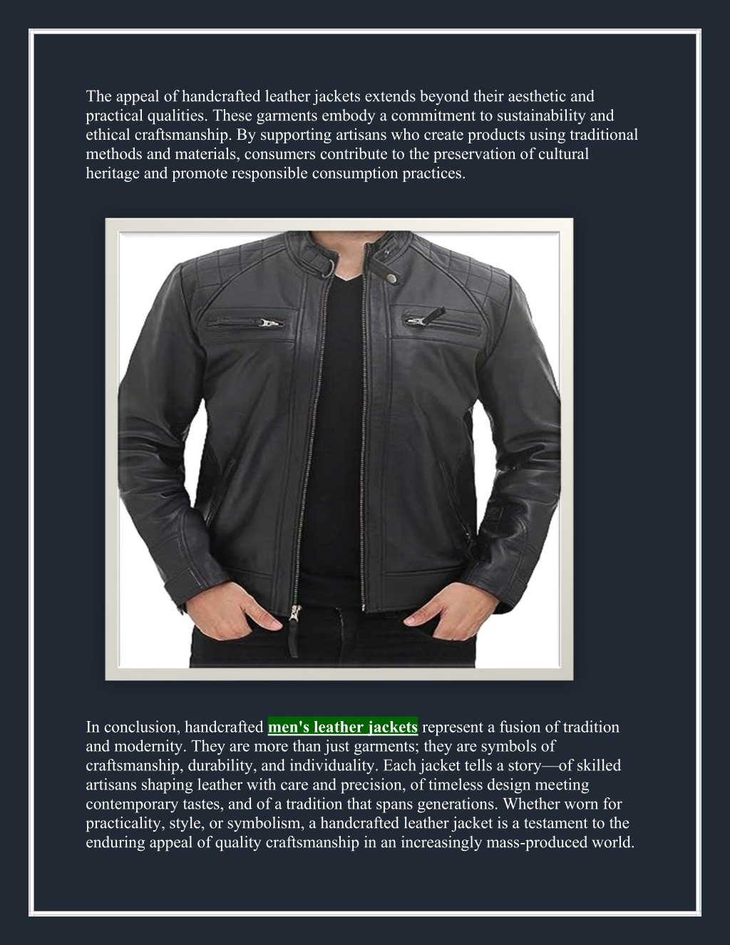 PPT - Heritage Craft: Handcrafted Men's Leather Jackets PowerPoint ...